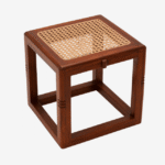Tabouret pliante en bois avec assise cannage